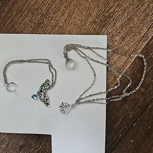 Single Cuff Dangle Chain Earrings Set